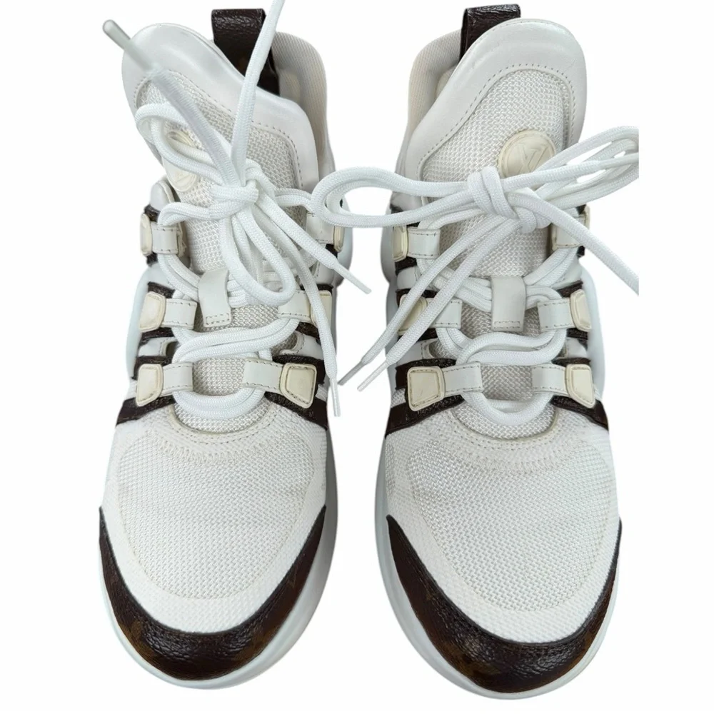 Louis Vuitton Archlight Sneakers Monogram White Brown Size 38